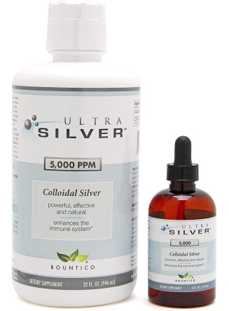 Ultra Silver® Colloidal Silver | 5,000 PPM, 32 Oz (946mL) | Mineral Supplement | True Colloidal Silver - 4 oz Dropper Bottle (Empty) Included for Dispensing!