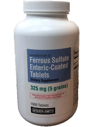 Upsher-Smith Ferrous Sulfate Enteric-Coated 325 mg 1000 Tablets