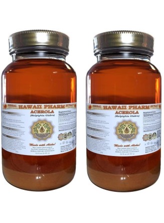 Acerola Liquid Extract, Organic Acerola (Malpighia Glabra) Dried Berry Powder Tincture Supplement 2x32 oz