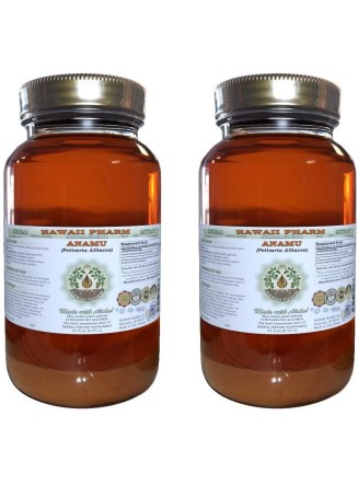 Anamu Alcohol-Free Liquid Extract, Anamu (Petiveria Alliacea) Dried Herb Powder Glycerite Herbal Supplement 2x32 oz Unfiltered