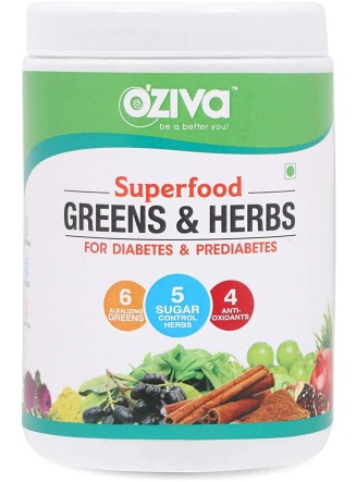 RR Group OZiva Superfood Greens & Herbs, for Diabetes & Prediabetes (with Gymnema, Fenugreek Seed, Milk Thistle, Jamun Seeds & More), 250g