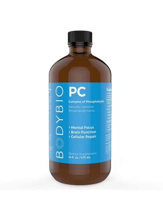 BodyBio - PC Phosphatidylcholine + Phospholipids - Liposomal for High Absorption - Optimal Brain & Cell Health - Boost Memory, Cognition, Focus & Clarity - 100% Non-GMO - 16 oz